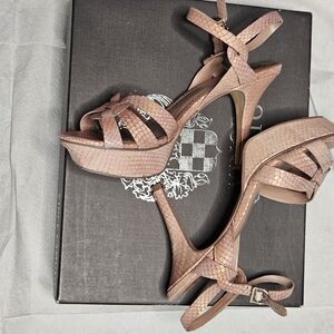 Vince Camuto Blush Snakeskin Heels